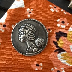 Signed Handwrought Flapper Brooch